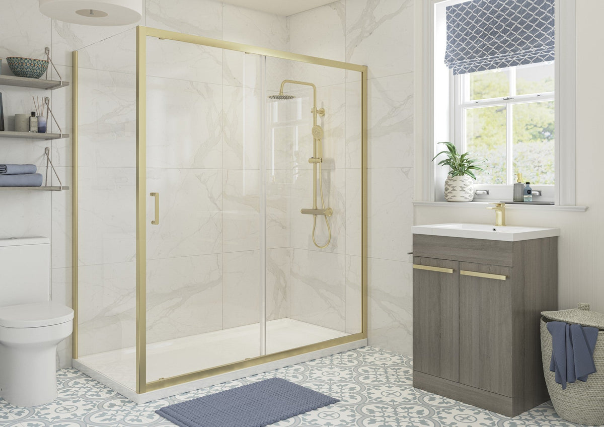 Clear 900mm Side Panel - Brushed Brass