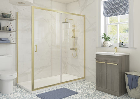 Clear 900mm Side Panel - Brushed Brass