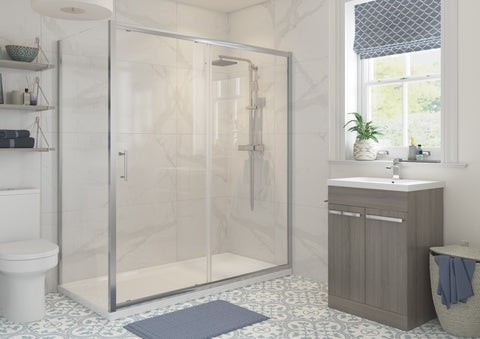 Clear 1500mm Sliding Door - Chrome