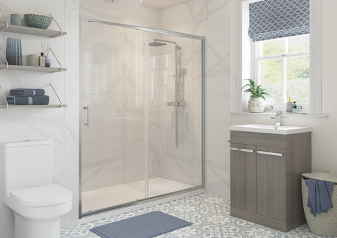 Clear 1500mm Sliding Door - Chrome