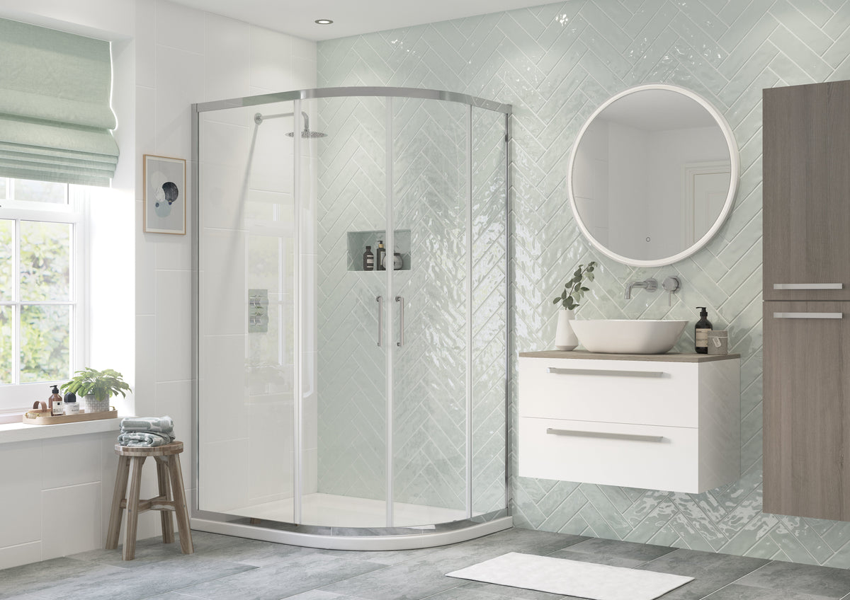 Felix 900x760mm 2 Door Offset Quadrant - Chrome