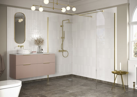 Icon 500mm Wetroom Side Panel & Arm - Brushed Brass
