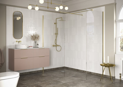 Icon 800mm Wetroom Side Panel & Arm - Brushed Brass