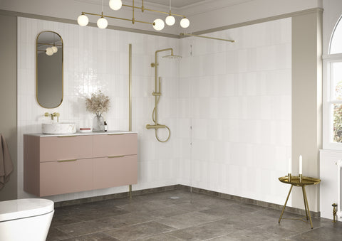 Icon 1000mm Wetroom Panel & Support Bar - Brushed Brass