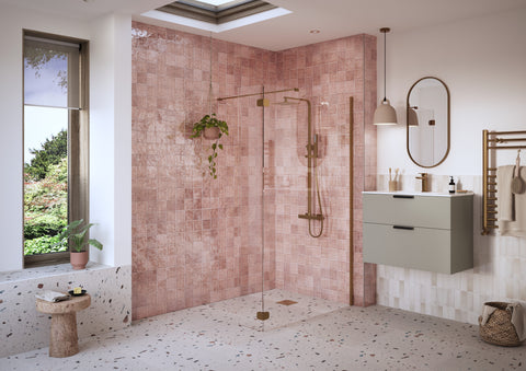 Icon Optional 300mm Wetroom Splash Panel - Brushed Bronze