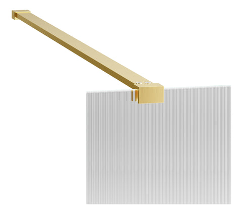 Icon 1200mm Fluted Wetroom Panel & Support Bar - Brushed Brass