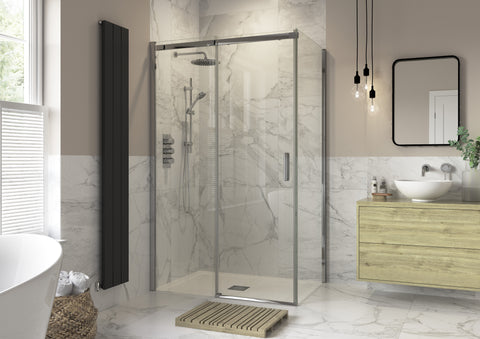 Icon 1200mm Semi-Framed Sliding Door - Chrome