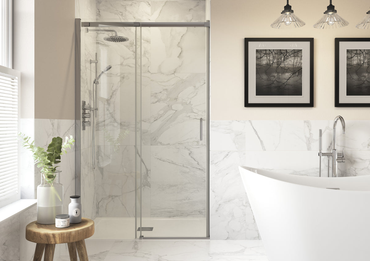 Icon 1700mm Semi-Framed Sliding Door - Chrome