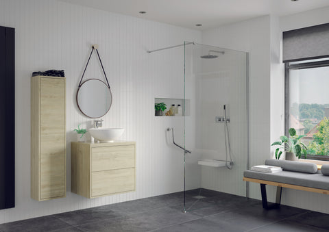 Icon Optional 1950x300x8mm Rotatable Wetroom Panel (Full Hinge) - Matt Black