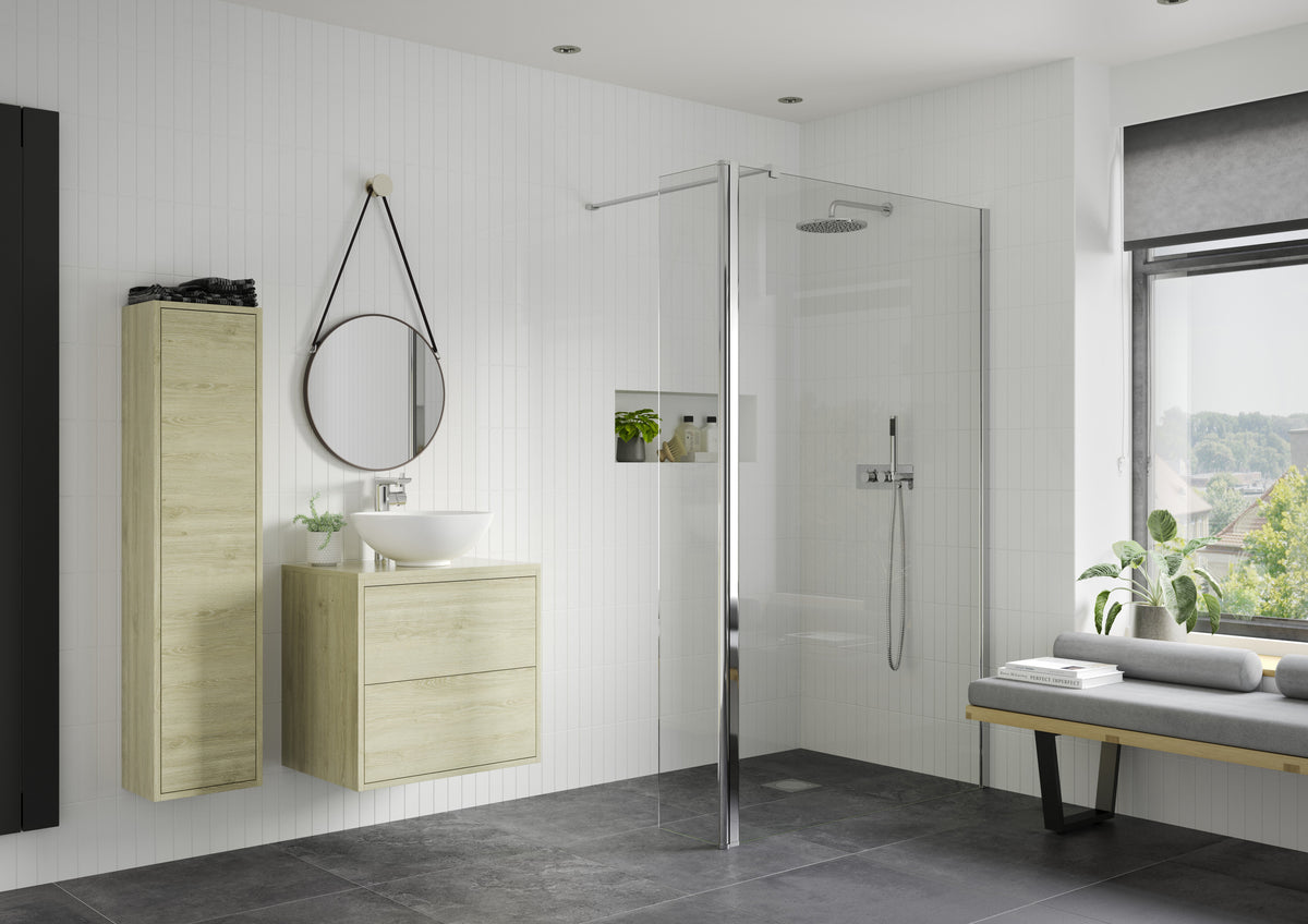 Icon Optional 1950x300x8mm Rotatable Wetroom Panel (Full Hinge) - Chrome