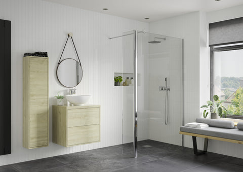 Icon Optional 1950x300x8mm Rotatable Wetroom Panel (Full Hinge) - Chrome