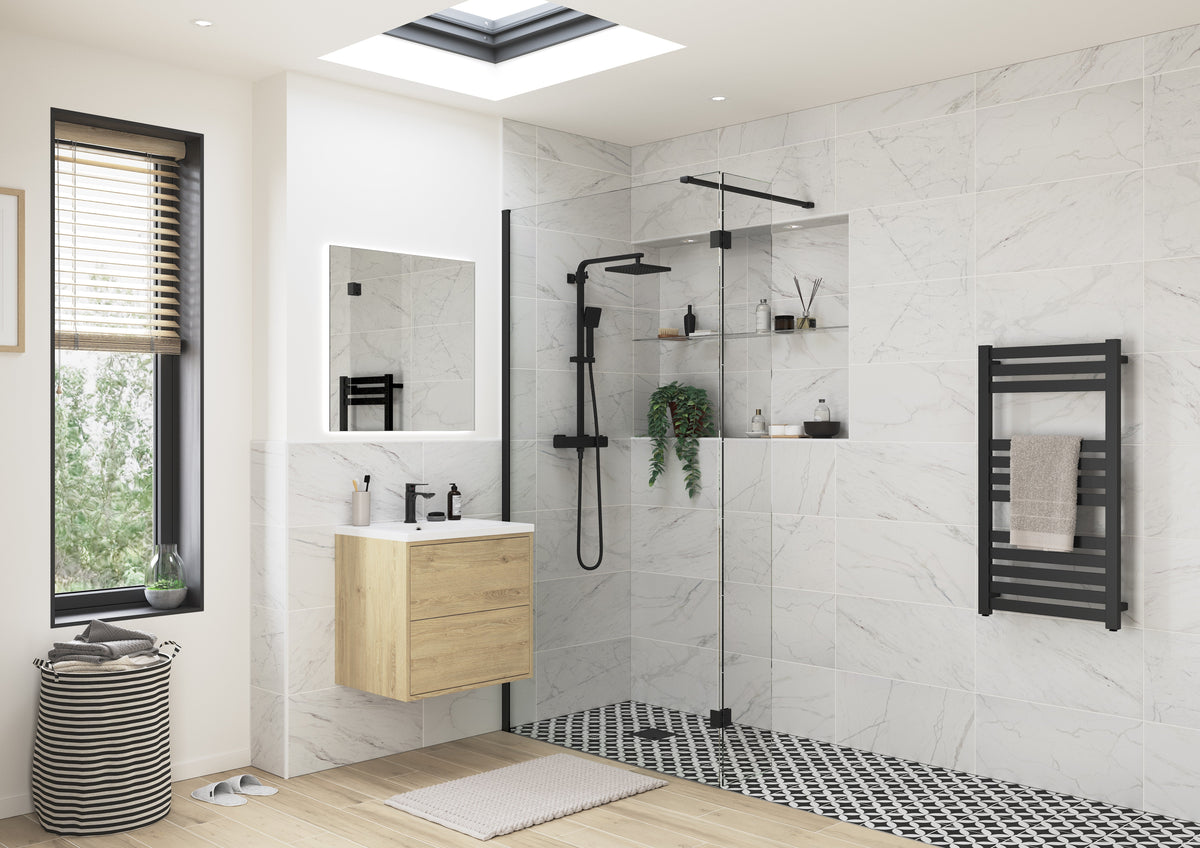 Icon Optional 300mm Wetroom Splash Panel - Black