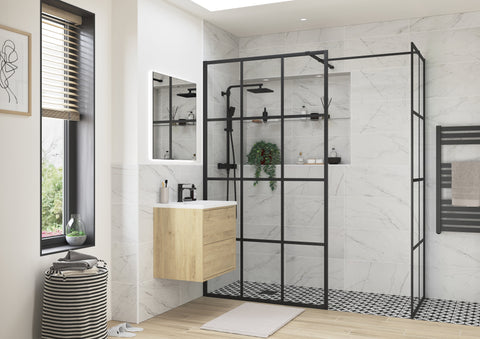 Icon 1200mm Framed Wetroom Panel - Black