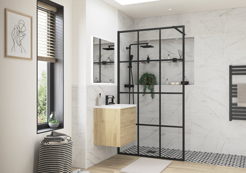 Icon 1200mm Framed Wetroom Panel - Black