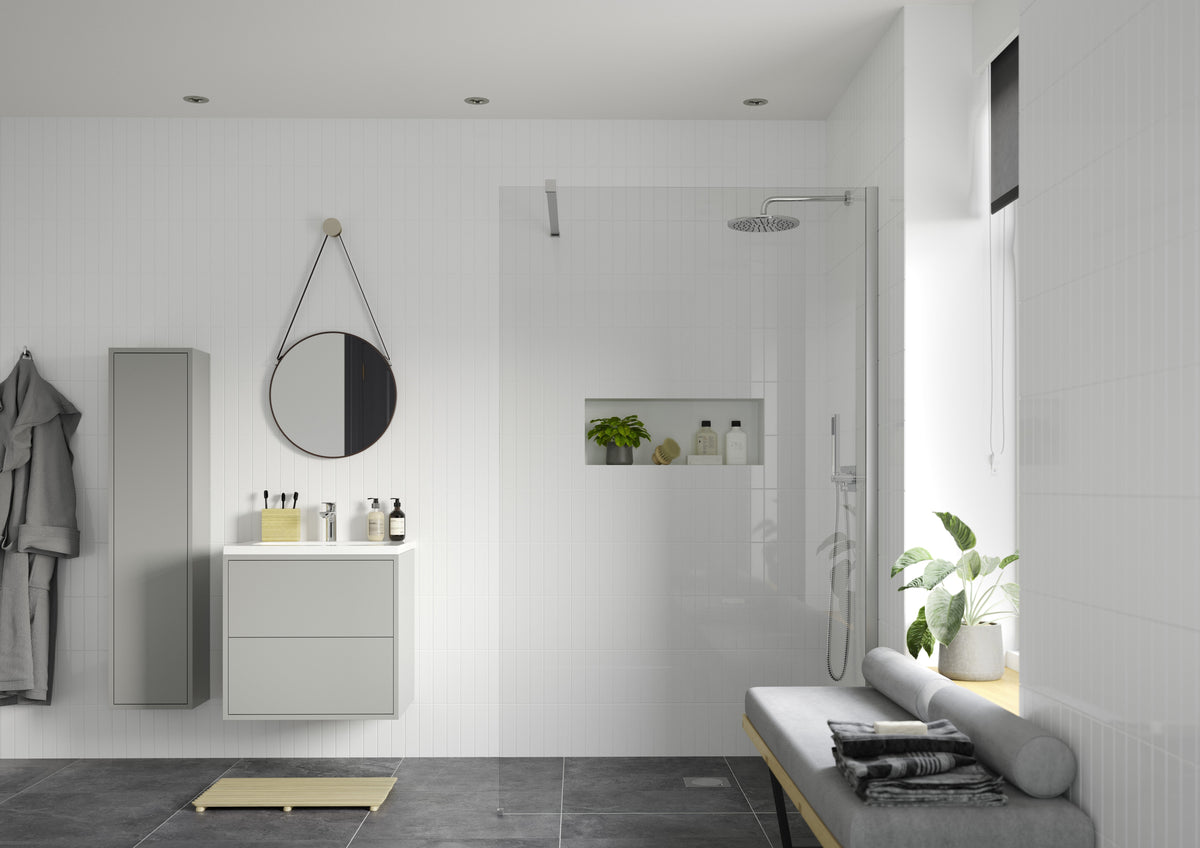 Icon 1000mm Wetroom Panel & Support Bar - Chrome