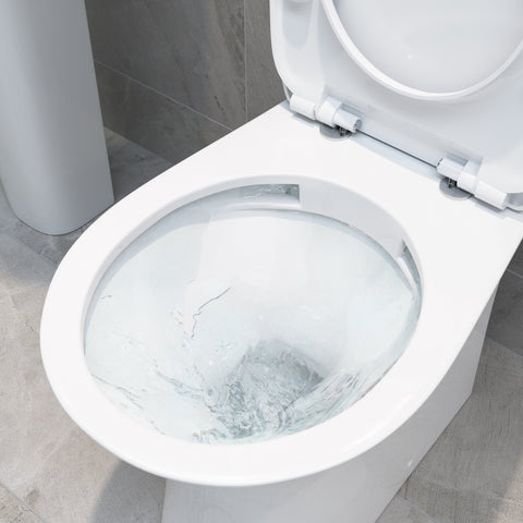 Sand Rimless Close Coupled Open Back WC & Soft Close Seat