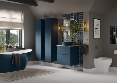 Stour 590mm Floor Standing 2 Door Basin Unit (No Top) - Matt Deep Blue
