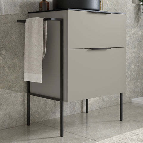 Stour 590mm Floor Standing 2 Door Basin Unit (No Top) - Matt Latte