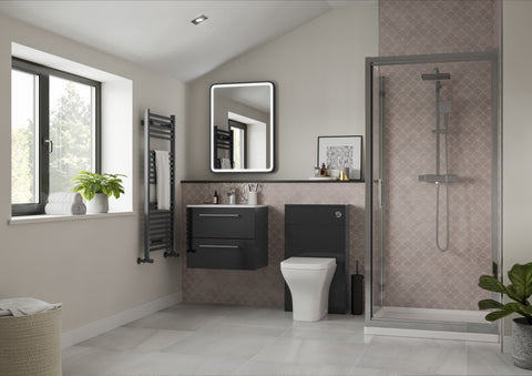 Volga 410mm Floor Standing 1 Door Basin Unit & 1TH Basin - Anthracite Gloss