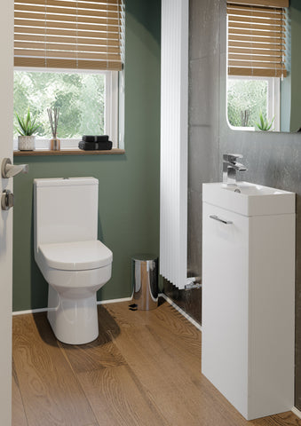 Volga 610mm Wall Hung 2 Drawer Basin Unit & 0TH Thin Edge Basin - White Gloss