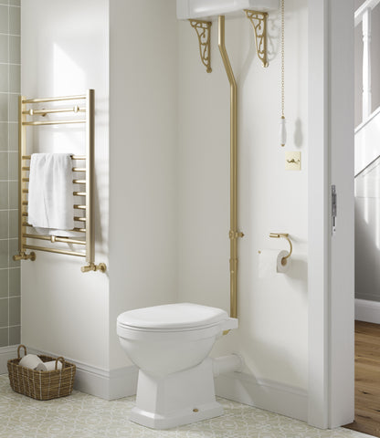 Sherford High Level WC & Satin White Wood Effect Seat