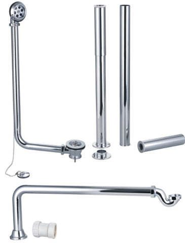 Exposed Bath Plug & Chain Waste w/Pipe Shrouds - Chrome