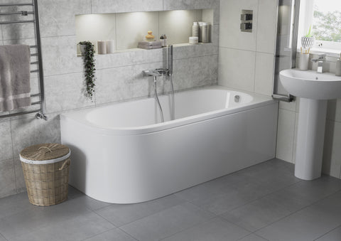 Sauk J Shape 1700x725x600mm 0TH Bath w/Legs (RH)