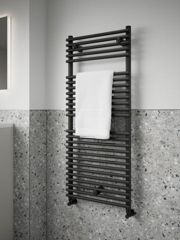 Temple Round Ladder Radiator (500x1190mm) - Black