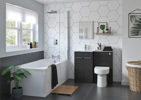 Ventura 900mm F/S L-Shape Pack & Basin (RH) - Anthracite Gloss