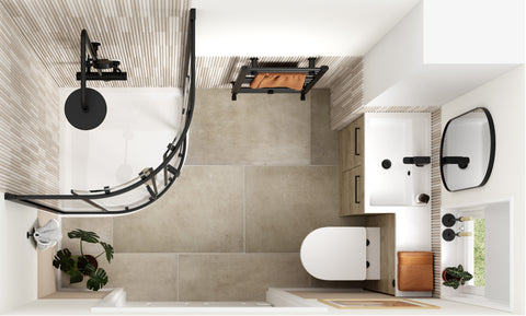 Ventura 900mm F/S L-Shape Pack & Basin (LH) - Oak