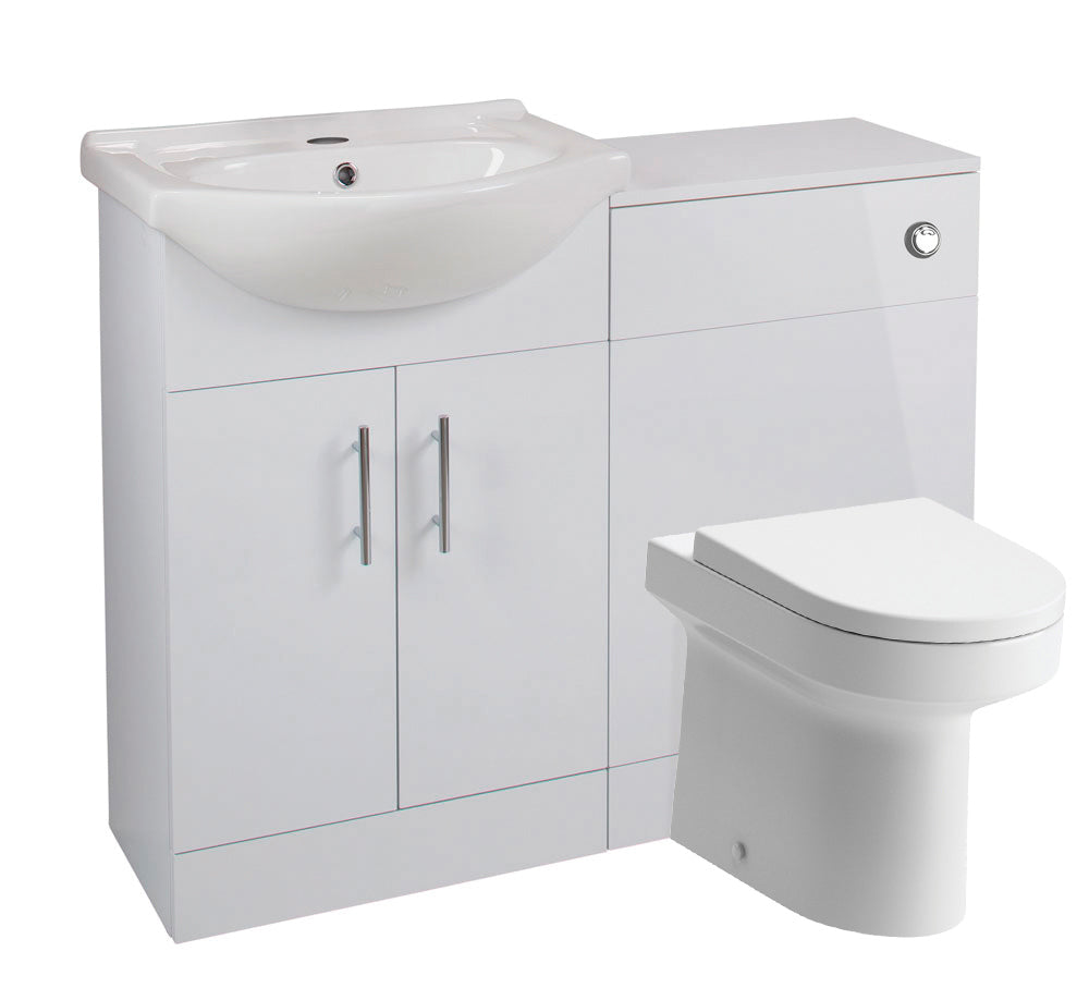 Vistula 650mm Basin Unit & WC Unit Pack - White Gloss