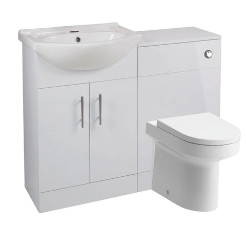 Vistula 650mm Basin Unit & WC Unit Pack - White Gloss