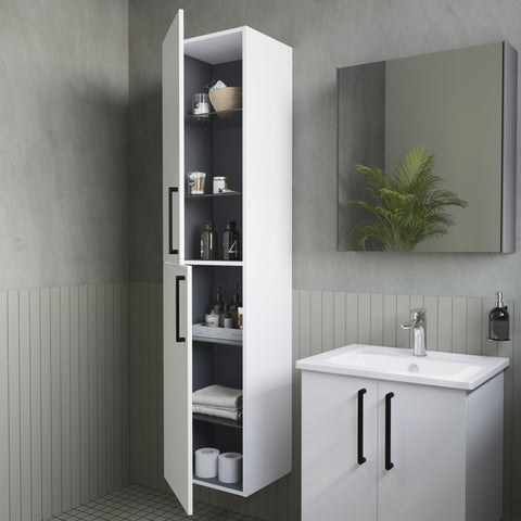 VitrA Root Flat 40cm 2 Door Tall Unit (LH Hinge) - High Gloss White