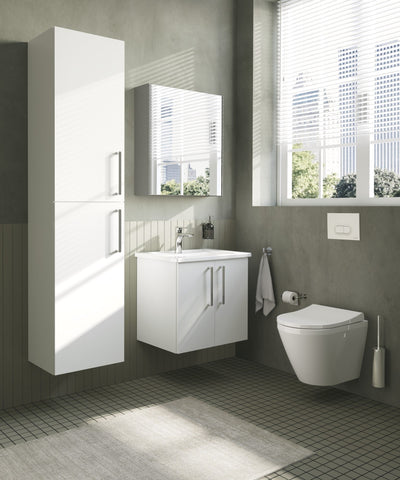 VitrA Root Flat 40cm 2 Door Tall Unit (LH Hinge) - High Gloss White