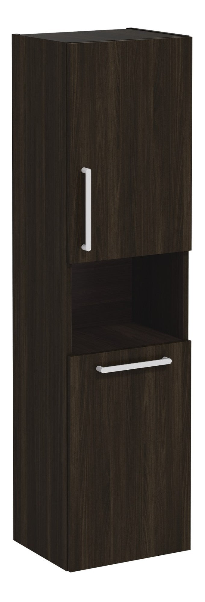 VitrA Root Flat 40cm 2 Door Semi-Tall Unit w/Laundry Basket (RH Hinge) - Walnut