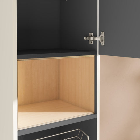 VitrA Root Flat 40cm 2 Door Semi-Tall Unit w/Laundry Basket (RH Hinge) - High Gloss White