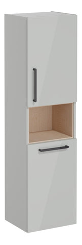 VitrA Root Flat 40cm 2 Door Semi-Tall Unit w/Laundry Basket (RH Hinge) - Shiny Pearl Grey