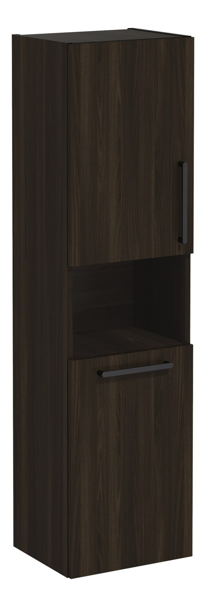 VitrA Root Flat 40cm 2 Door Semi-Tall Unit w/Laundry Basket (LH Hinge) - Walnut