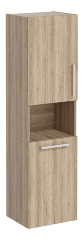 VitrA Root Flat 40cm 2 Door Semi-Tall Unit w/Laundry Basket (LH Hinge) - Natural Oak