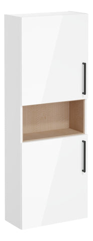 VitrA Root Flat 55cm 2 Door Semi-Tall Unit (LH Hinge) - High Gloss White