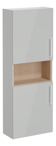 VitrA Root Flat 55cm 2 Door Semi-Tall Unit (LH Hinge) - Shiny Pearl Grey