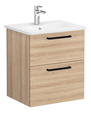 VitrA Zentrum 60cm 2 Drawer W/H Washbasin Unit - Natural Oak