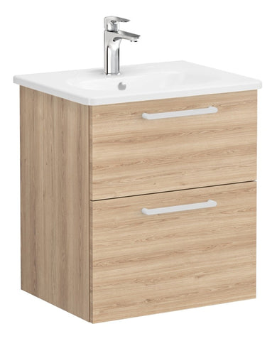 VitrA Zentrum 60cm 2 Drawer W/H Washbasin Unit - Natural Oak