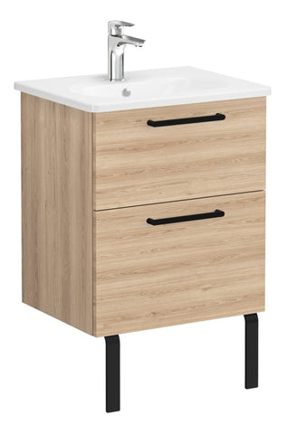 VitrA Zentrum 60cm 2 Drawer W/H Washbasin Unit - Natural Oak