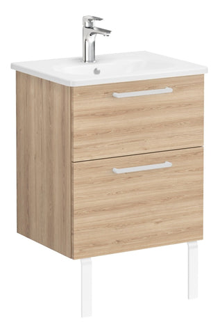 VitrA Zentrum 60cm 2 Drawer W/H Washbasin Unit - Natural Oak