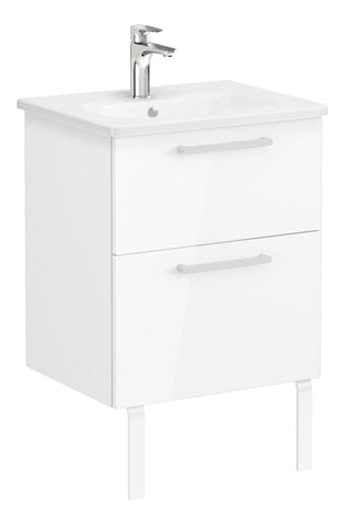 VitrA Zentrum 60cm 2 Drawer W/H Washbasin Unit - High Gloss White