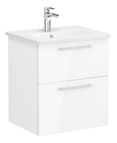 VitrA Zentrum 60cm 2 Drawer W/H Washbasin Unit - High Gloss White