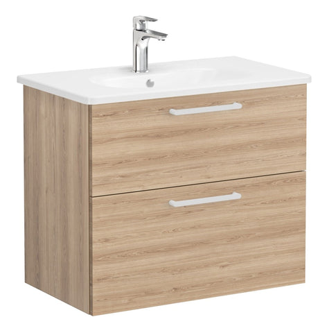 VitrA Zentrum 80cm 2 Drawer W/H Washbasin Unit - Natural Oak