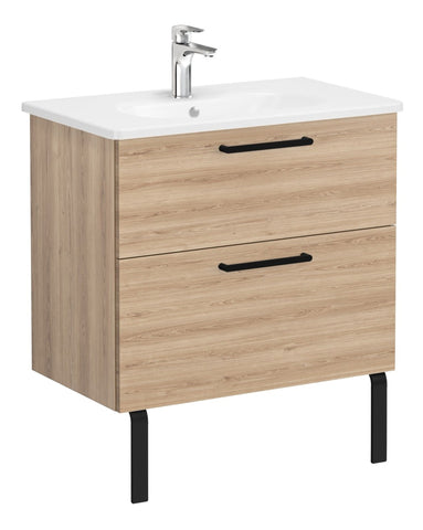 VitrA Zentrum 80cm 2 Drawer W/H Washbasin Unit - Natural Oak