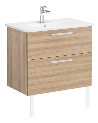 VitrA Zentrum 80cm 2 Drawer W/H Washbasin Unit - Natural Oak
